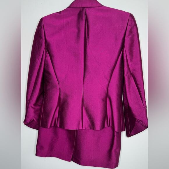 Vintage Badgley Mischka Two-Piece Satin Blend Magenta Blazer and Skirt Size 10 - Picture 12 of 13
